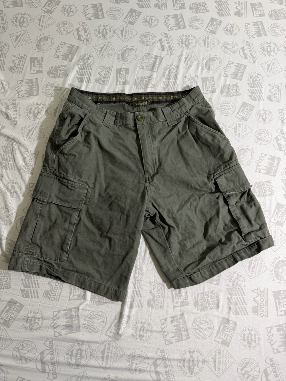 Boy Scouts of America Mens Uniform Cargo Shorts Size 32 Green BSA Hiking Outdoor